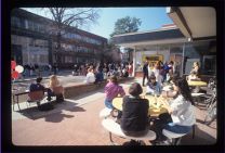 Students eating outside of the Campus Food Court